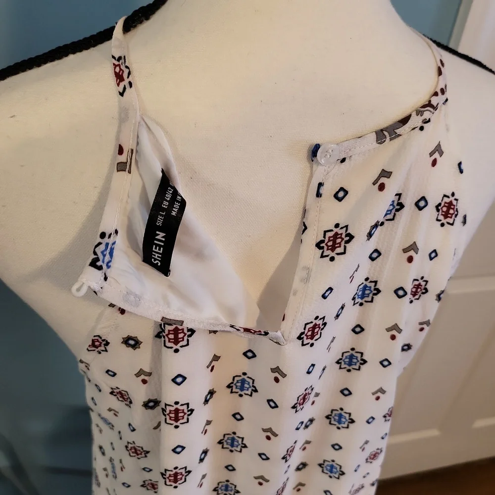 Shein Midi Geometric White Dress - Picture 7 of 8
